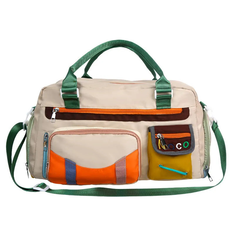 Large capacity Oxford cloth sports shoulder messenger bag in black or khaki with 36-55L storage