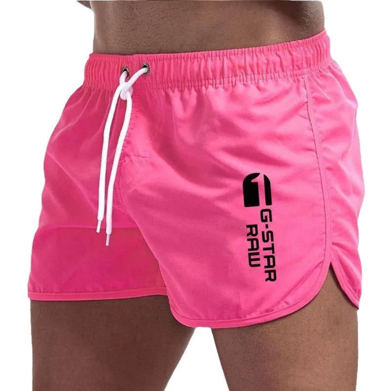 Men's lightweight hemp-blended polyester sports shorts in multiple colours with a micro-elastic waistband.