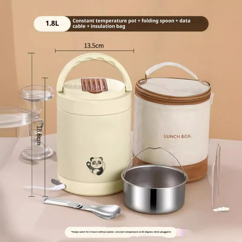 Stainless steel electric heated lunch box with Nordic style design in 1.8L capacity