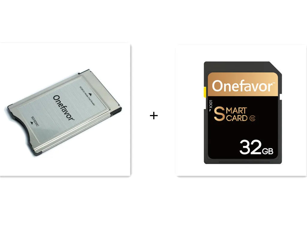 SD to PCMCIA adapter card with stainless steel housing and included 32GB SD card for Mercedes-Benz cars