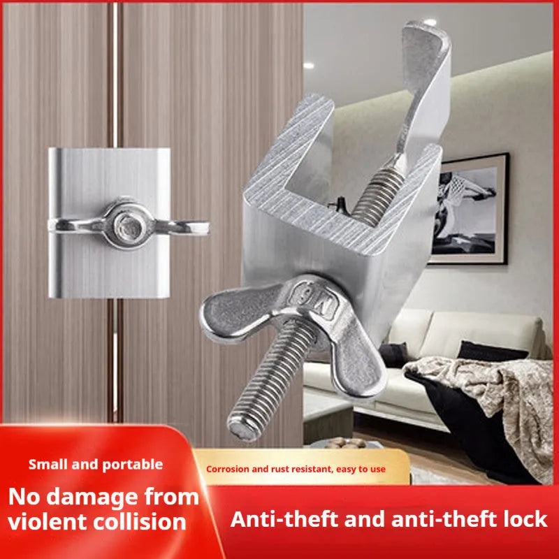 Portable door stopper hotel security lock made from stainless steel and aluminium alloy with through plug design