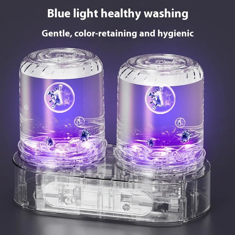 White portable USB double bucket mini washing machine for underwear and delicates.