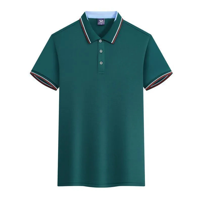 Men's slim fit ice silk quick-dry polo shirt in royal blue colour with short sleeves for workwear