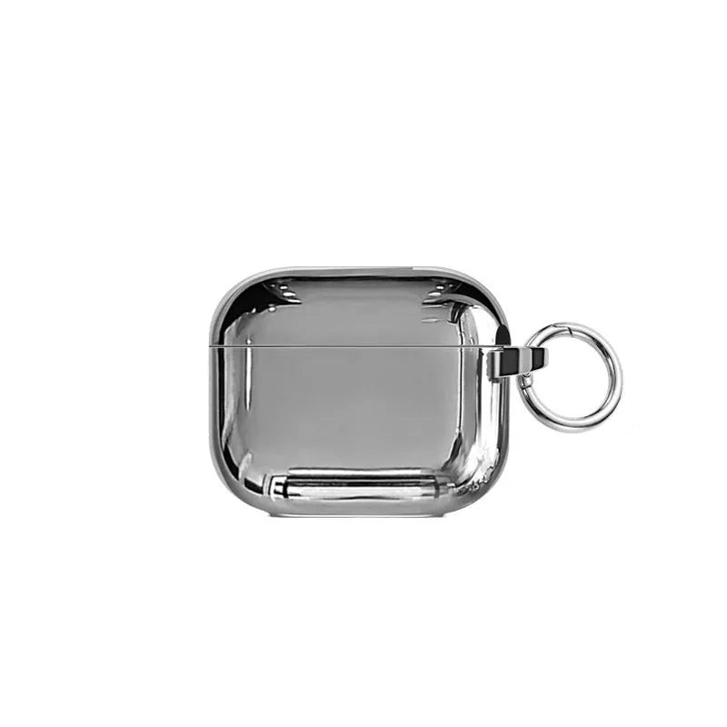 Electroplated solid colour heart pendant design TPU case for AirPods with a carrying chain attached