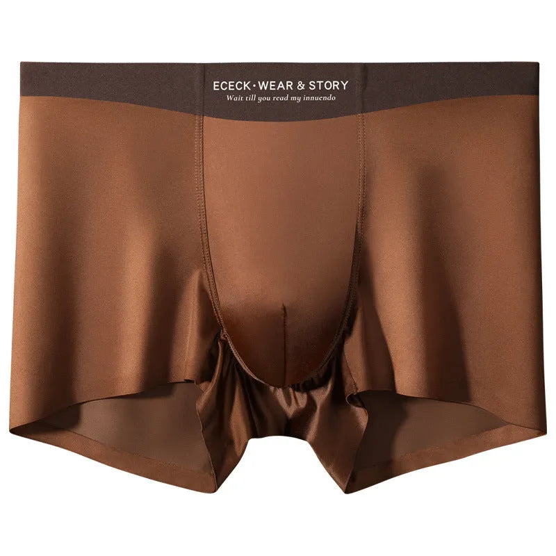 Men's colourblock ice silk underwear in quick-dry fabric with seamless design