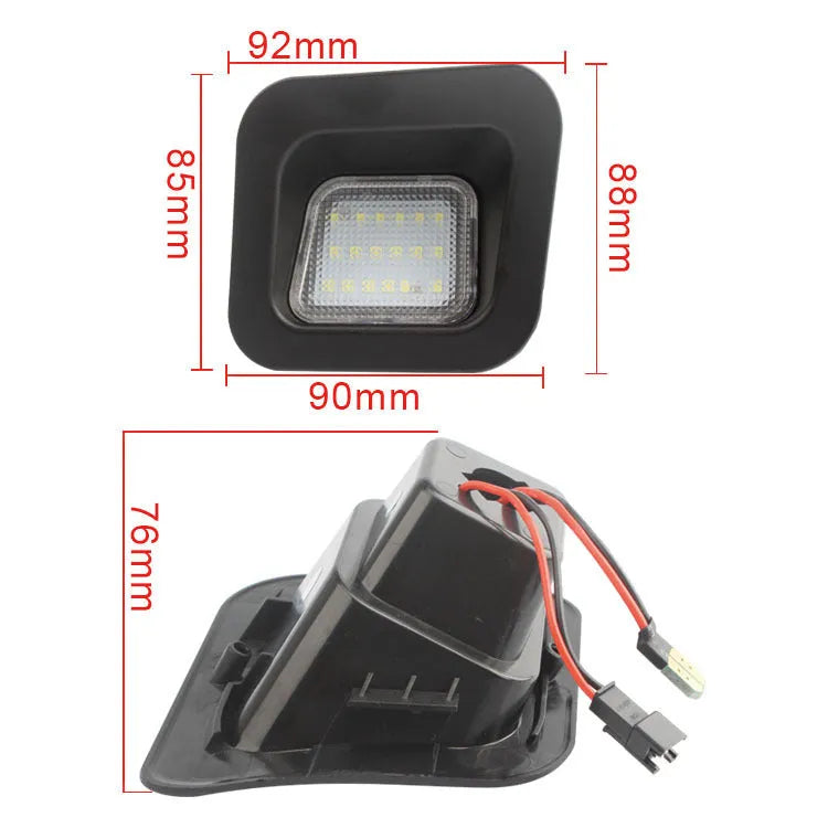 Dodge Ram license plate light, 12V 5W, white 7000K, PC lens, Black Blackened or Transparent options