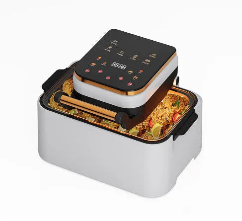 Smart Loop Air Fryer Flip Electric Oven 12L capacity in black with side view showing dimensions