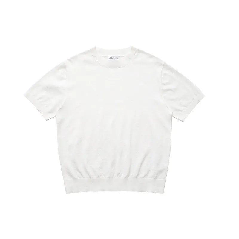 Fanio solid colour velvet short-sleeved T-shirt in Black, Gray, or White