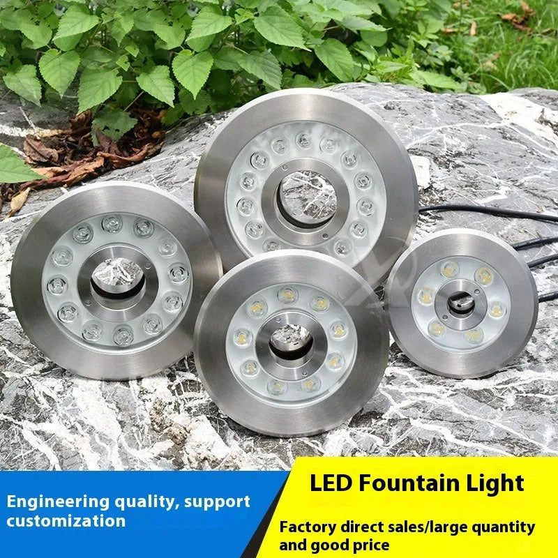 Aluminium alloy outdoor underwater garden lamp showing adjustable colour temperature and RGB lighting options