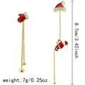 Crawling Santa tassel long asymmetric snowflake earrings in zinc alloy with inlaid diamonds for women