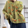 Women's loose fit Mori print cardigan sweater with round neck and regular sleeves