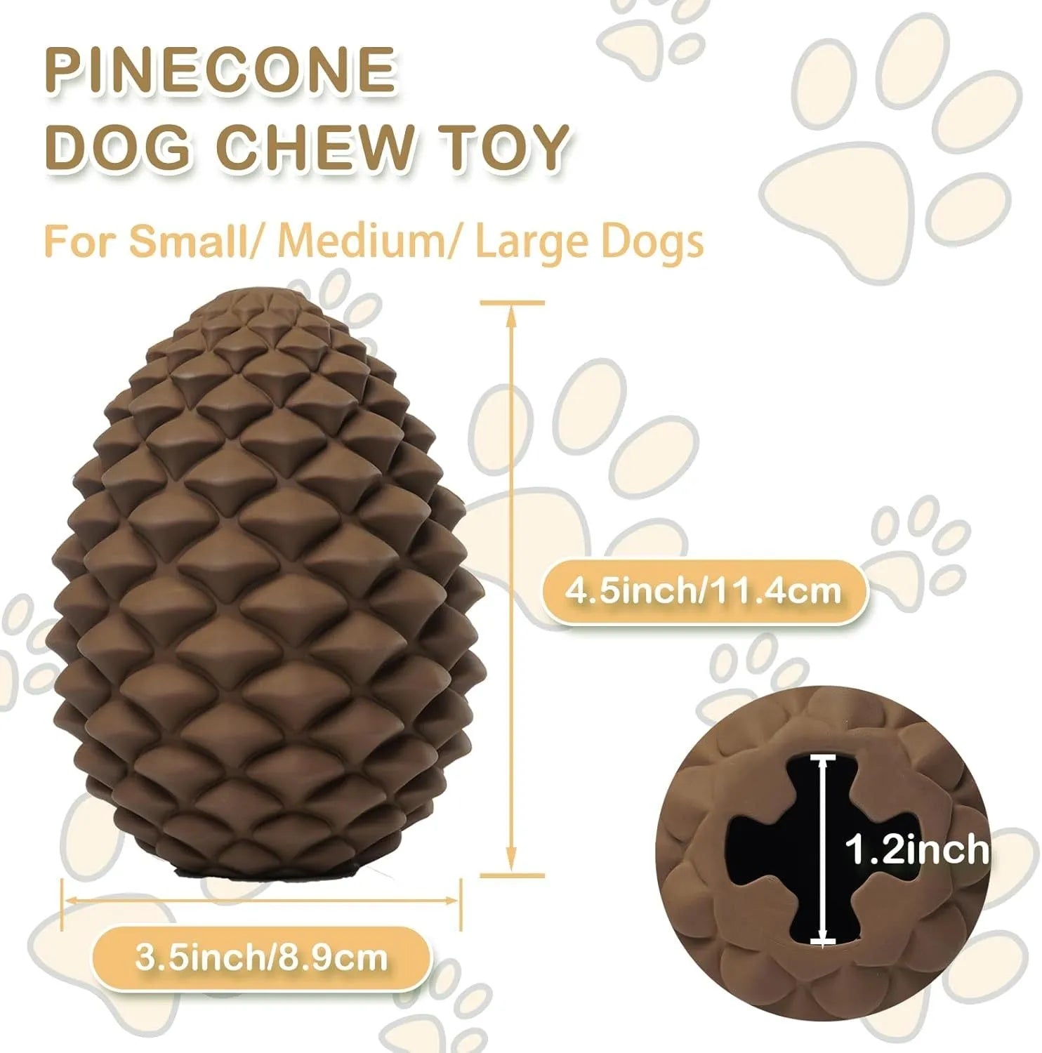 Pine cone shaped natural rubber dog toy for aggressive chewers with treat dispenser