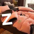 Coral fleece and velvet thick duvet cover in solid colour, available in sizes 150x200cm to 220x240cm