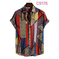 Cotton men's summer cardigan with printed pattern, short sleeves, and lapel collar in multiple colours