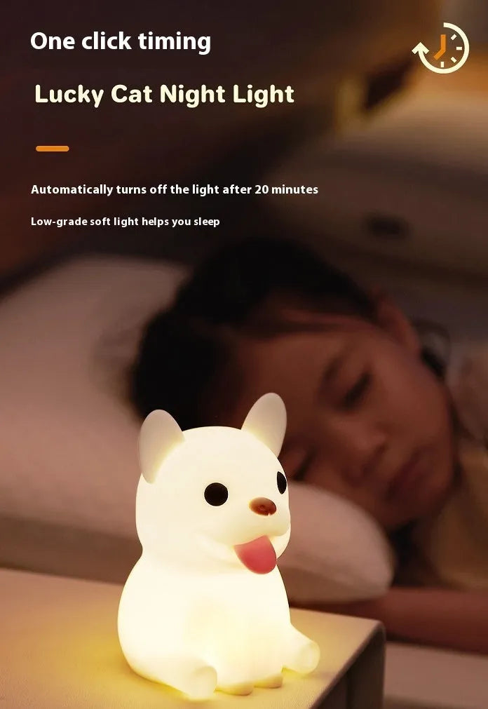 Silicone USB night light with cartoon animal design and dimming function for bedroom ambience