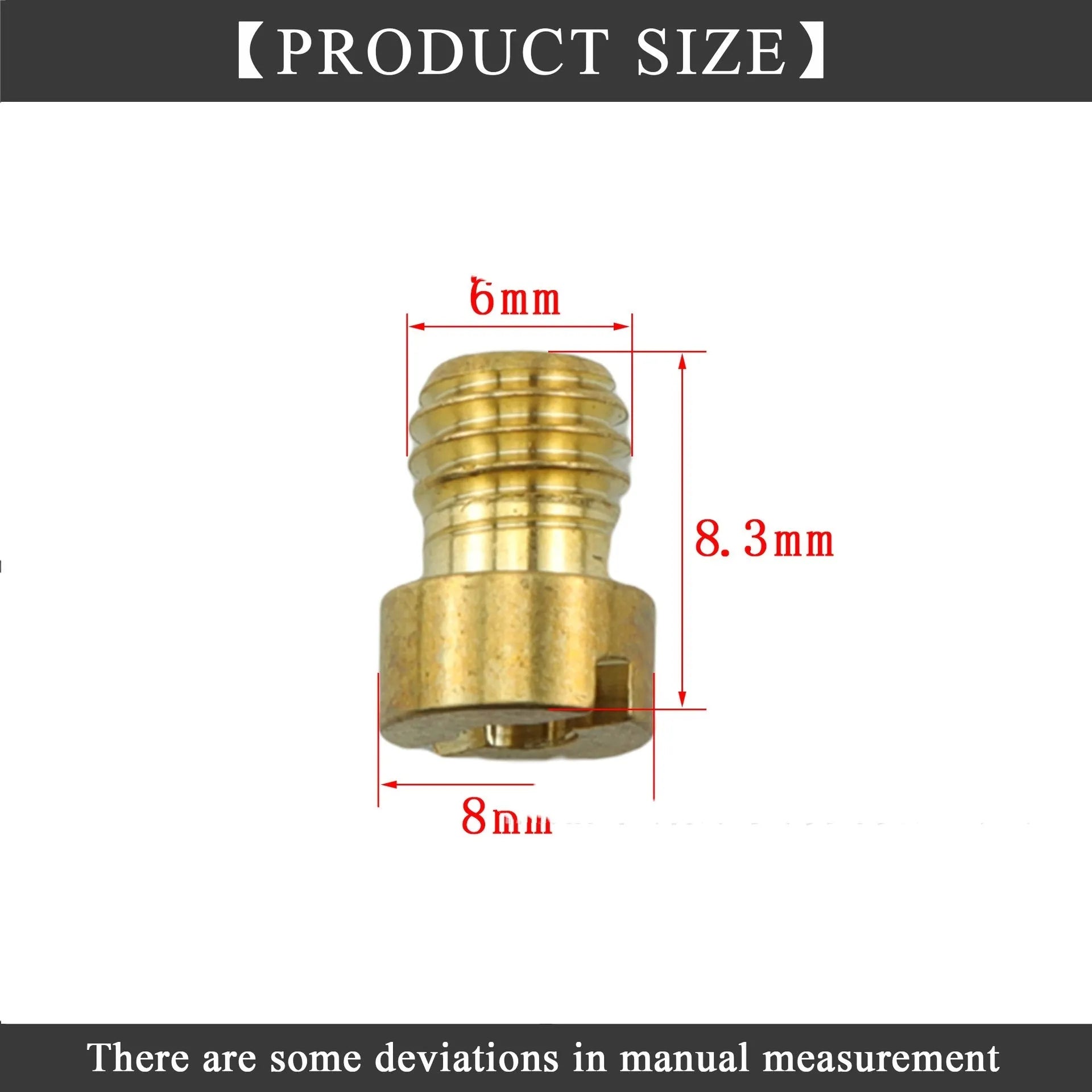 Brass M6 carburetor main jet for Derotto PHBN PHVA, size markings visible