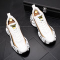 Pair of black high-top microfiber lace-up sneakers for men with height increase