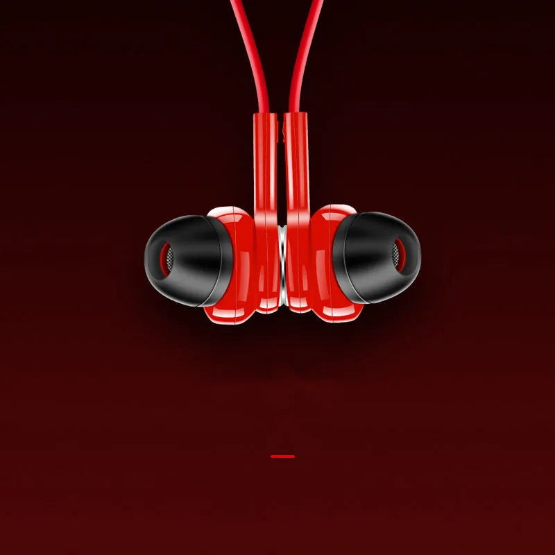 G03 neckband sports Bluetooth earphones in black, red, and white colour options showing the over-the-neck design.