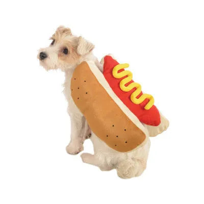 Yellow hot dog burger cotton costume for small to large pet dogs