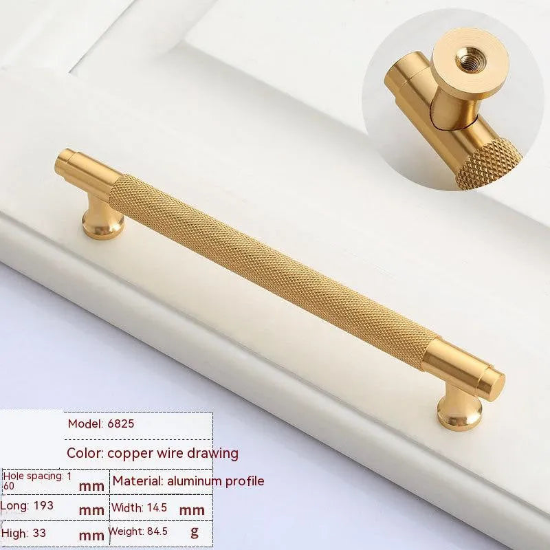 Brushed brass aluminium cabinet handle with four hole spacing options