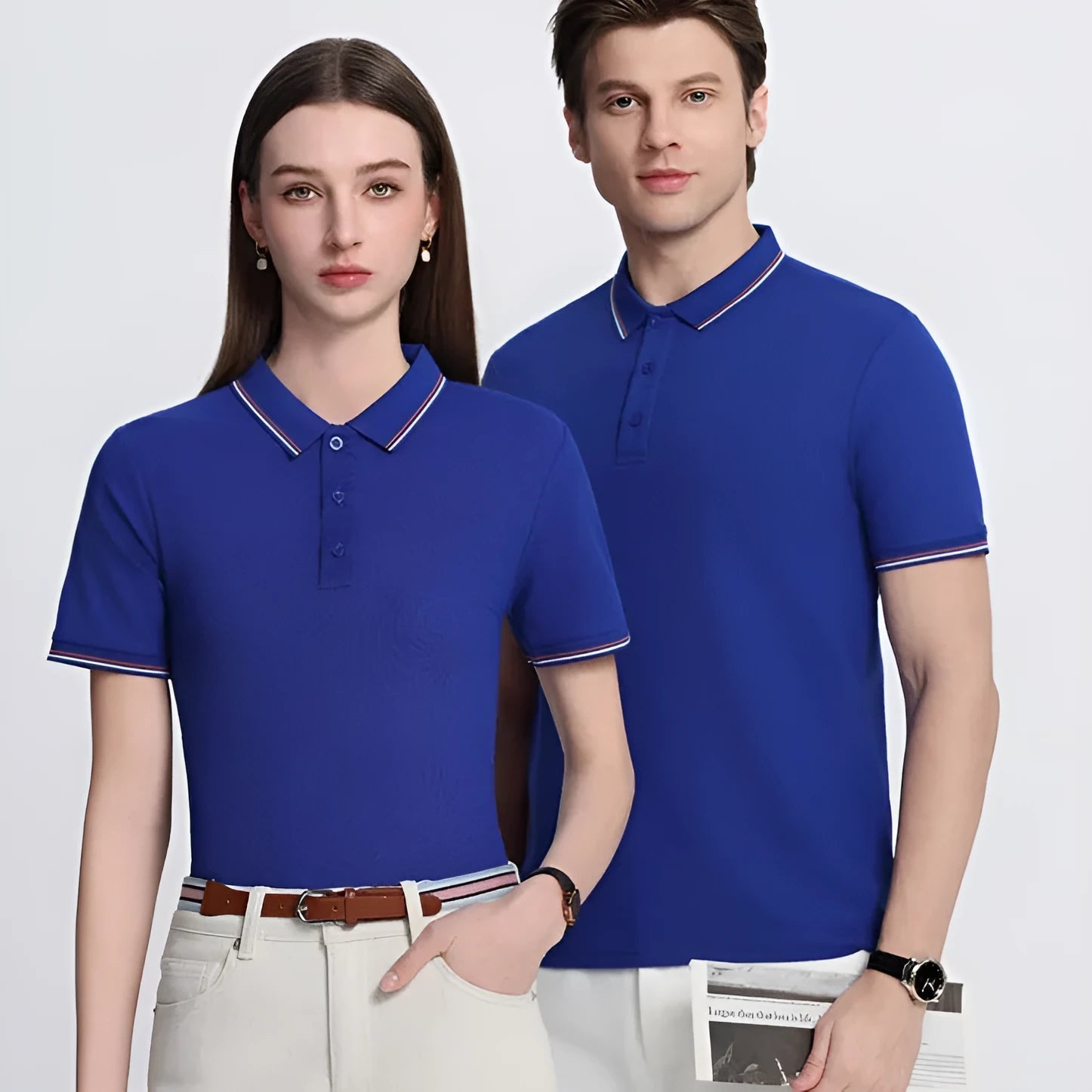 Solona ice-feeling work polo shirt in polyester fabric showing short sleeves and straight hem