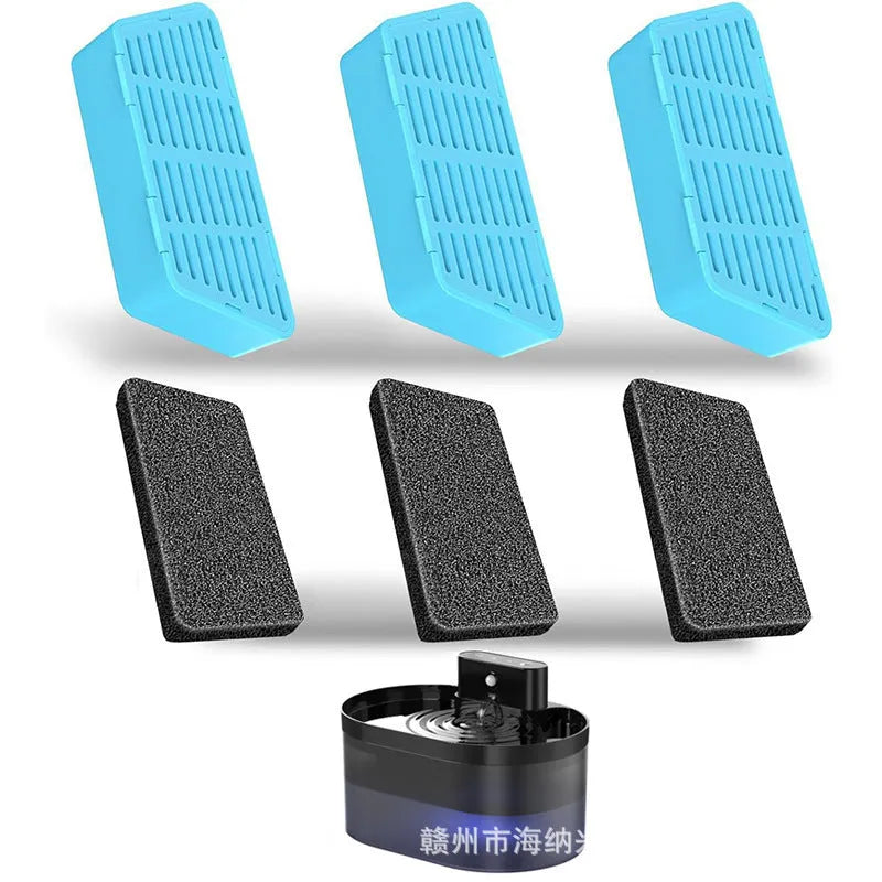 Cat pet water dispenser filter element in carbon fiber with folding design and sponge for 2.2L fountain