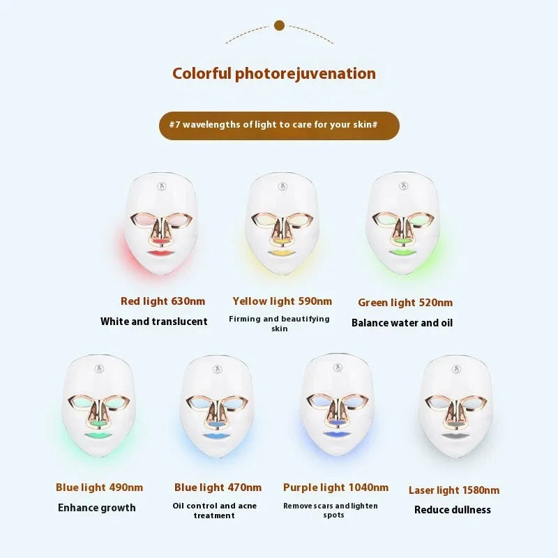 Rechargeable LED beauty mask in white, white rose gold or black gold rim colour options for facial light therapy