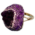 Natural Uruguay amethyst open adjustable ring in purple, advanced style statement ring with adjustable band