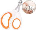 Blue cat nail clippers with circular cut hole and cushioned non-slip handle