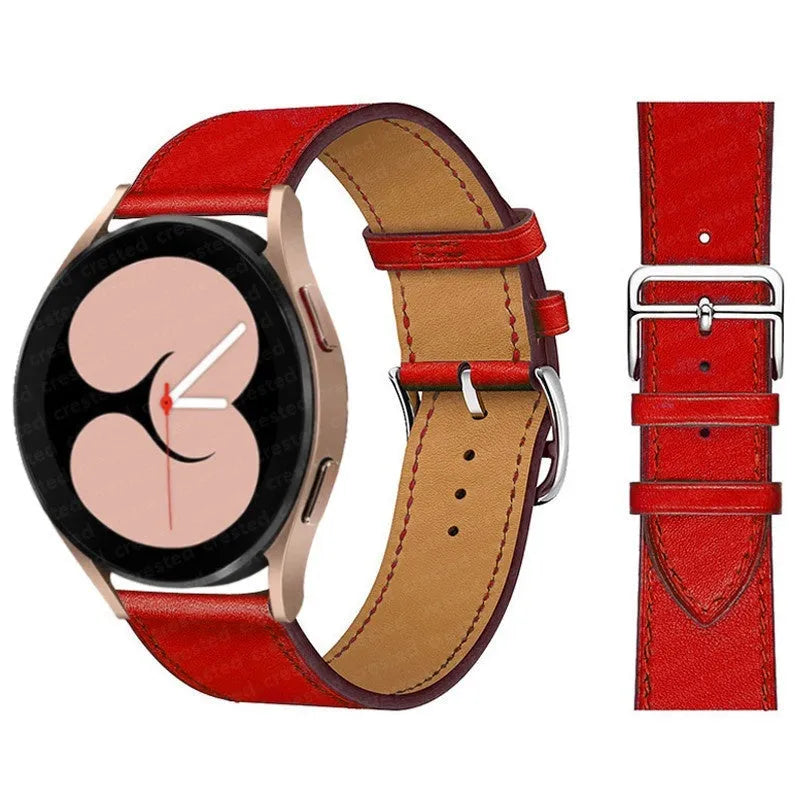 Microfiber single ring leather watch strap in brown with straight buckle, 20mm width