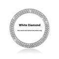 Alloy Czech rhinestone ignition button ring protector, 4cm outer diameter, double row design in five colours