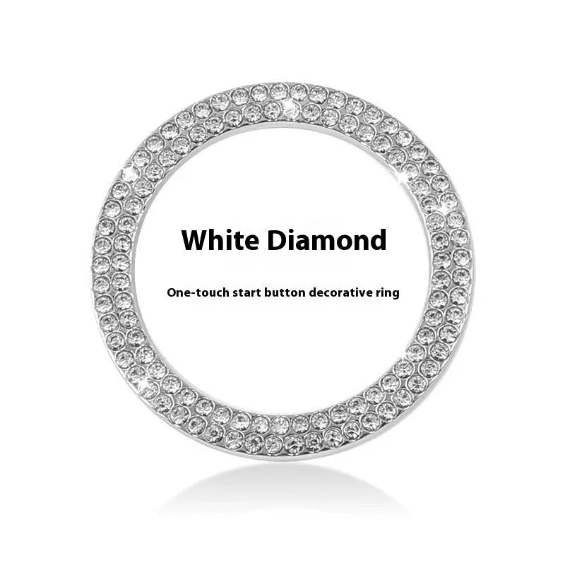 Alloy Czech rhinestone ignition button ring protector, 4cm outer diameter, double row design in five colours
