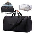 Folding travel duffel bag in dark blue with Oxford cloth construction and 36-55L capacity