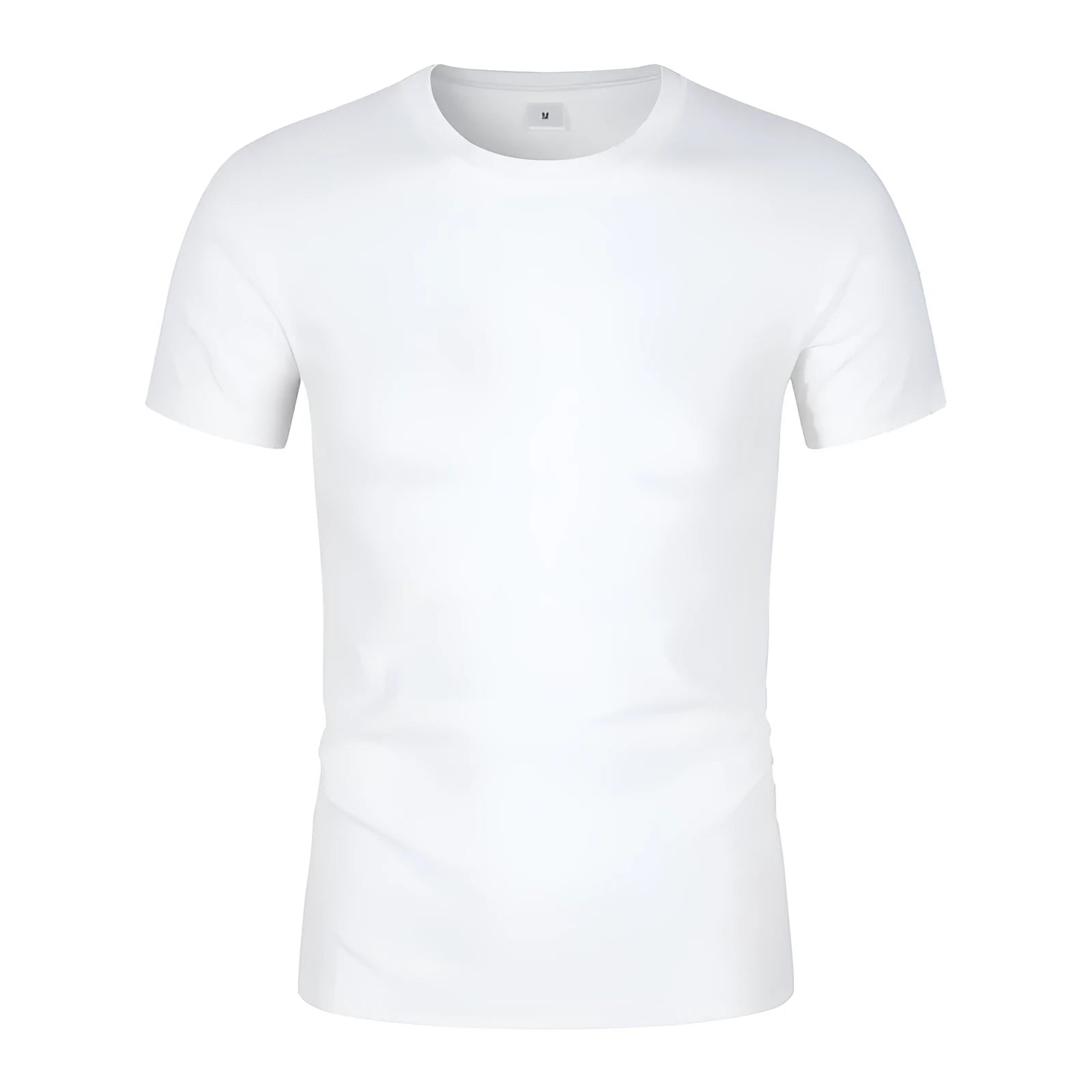 Men's solid colour short sleeve cotton t-shirt on a hanger in white and black.
