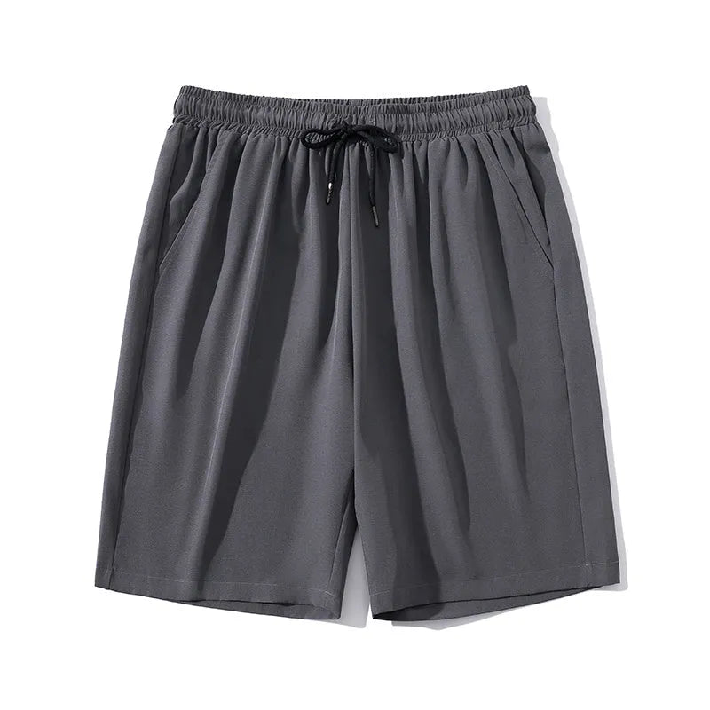 Men's ice silk sports casual pants in straight cut cropped design with high elasticity nylon fabric