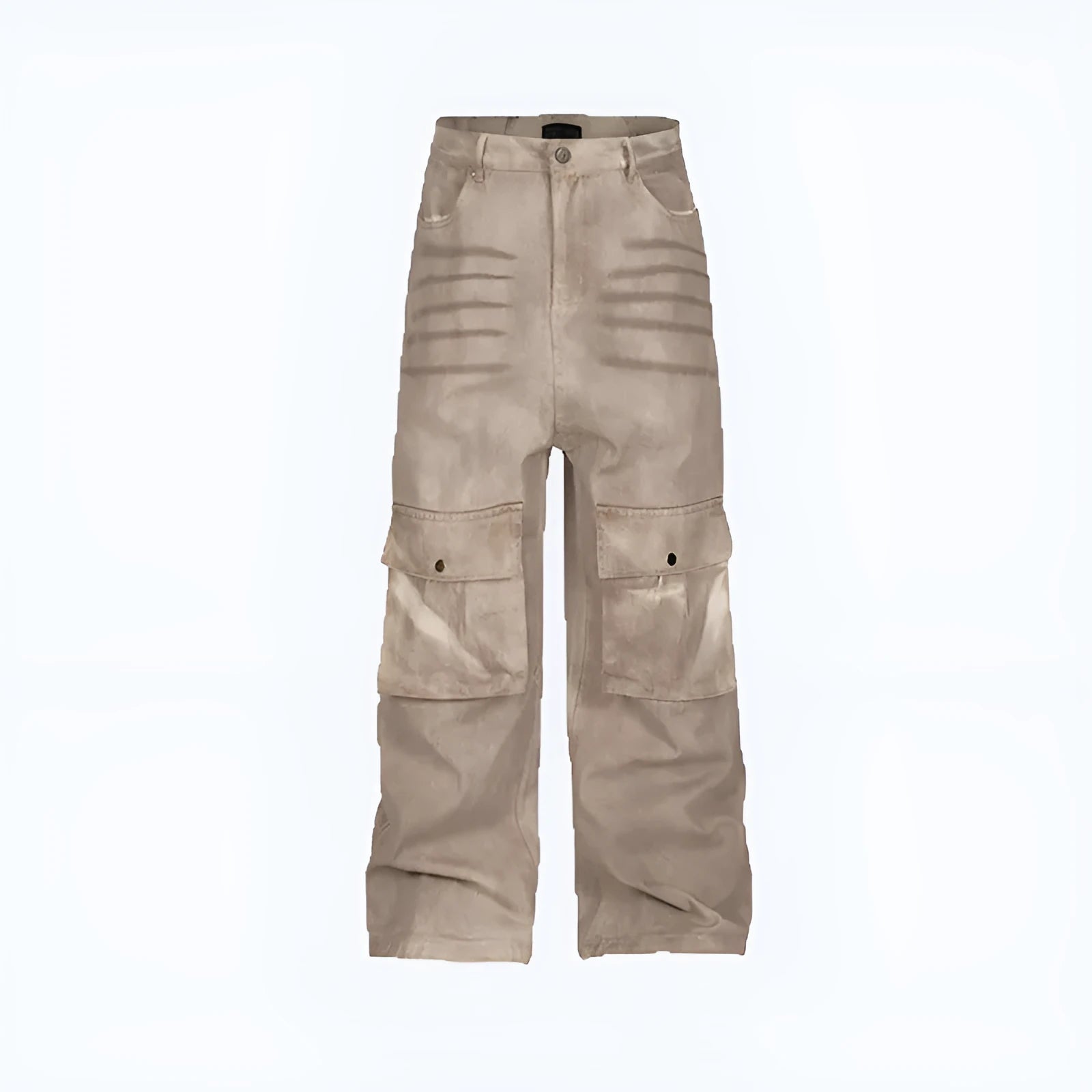 Marble dark straight loose A-line casual trousers in pure cotton denim fabric