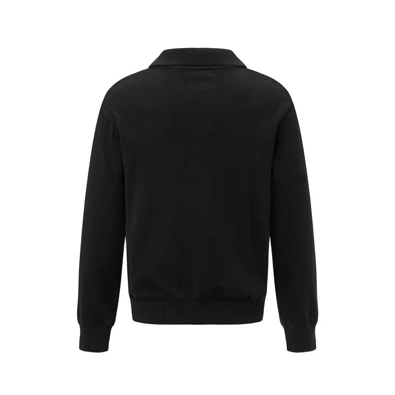 Man's loose-fitting, pullover-style acrylic-blend bottoming shirt in dark grey.