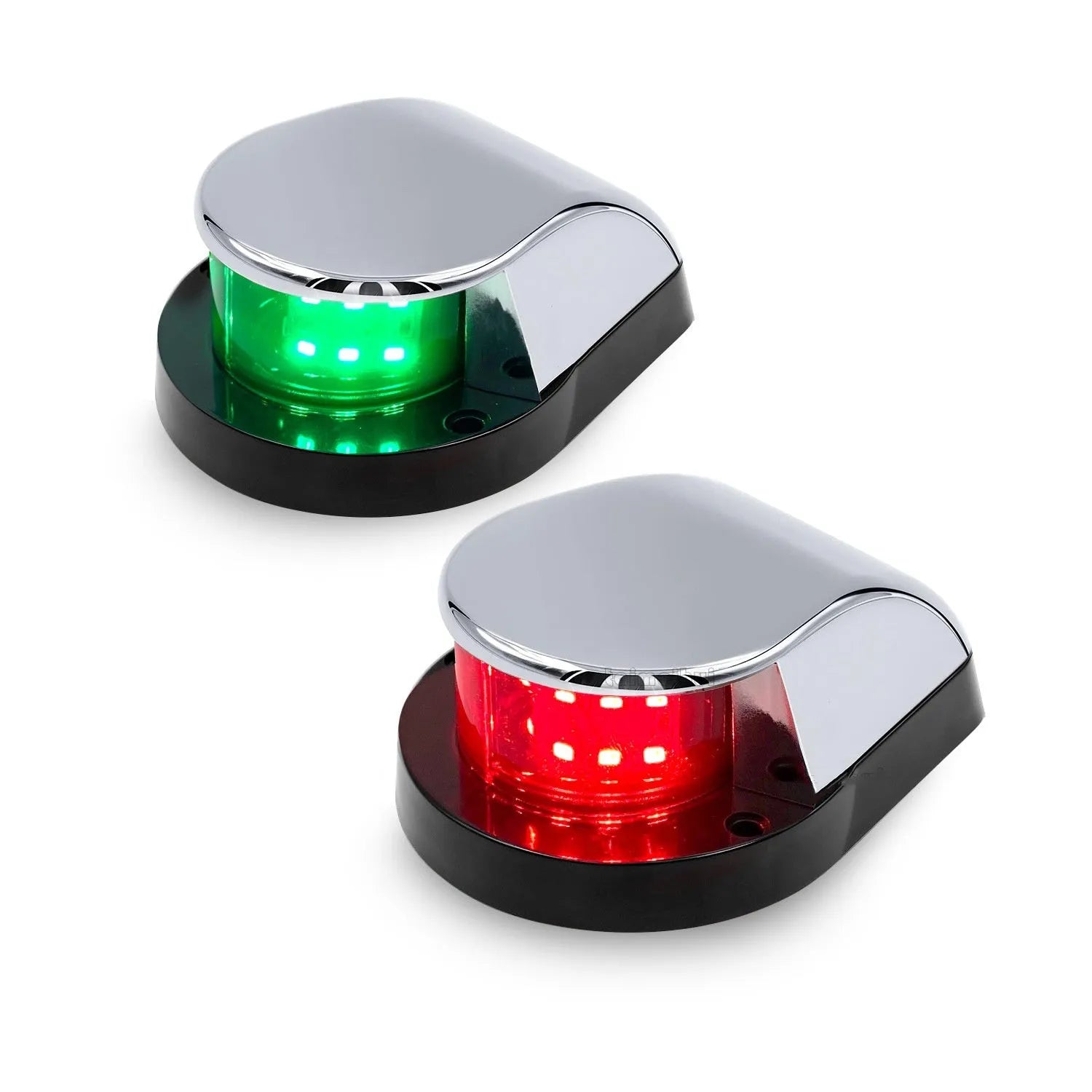 12LED marine navigation light in black housing with red and green LEDs, 26x10mm size for yachts and boats