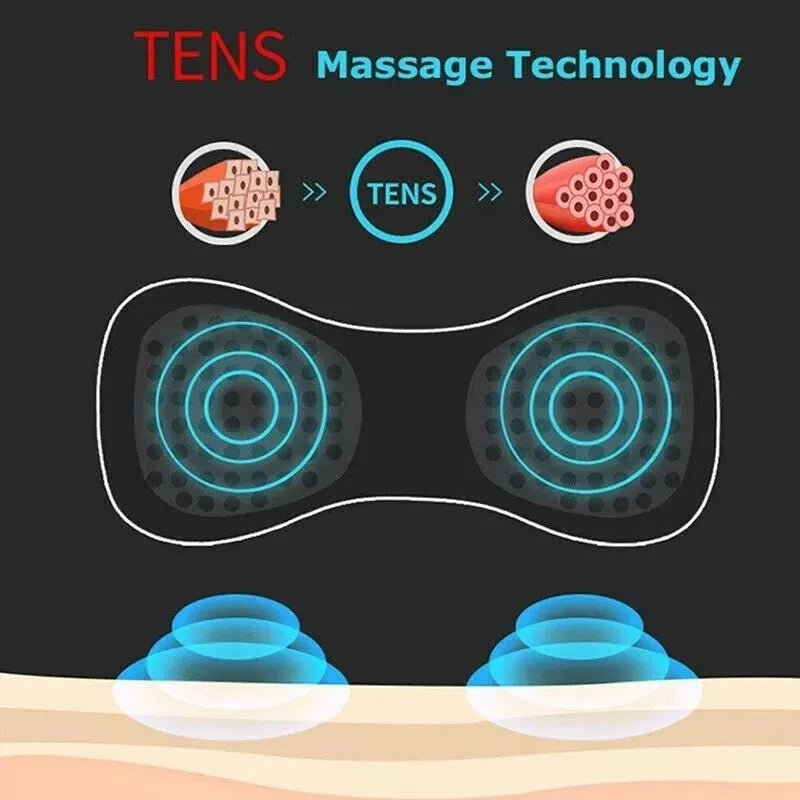 Black portable electric shoulder and neck massager with massage patch, 15cm length