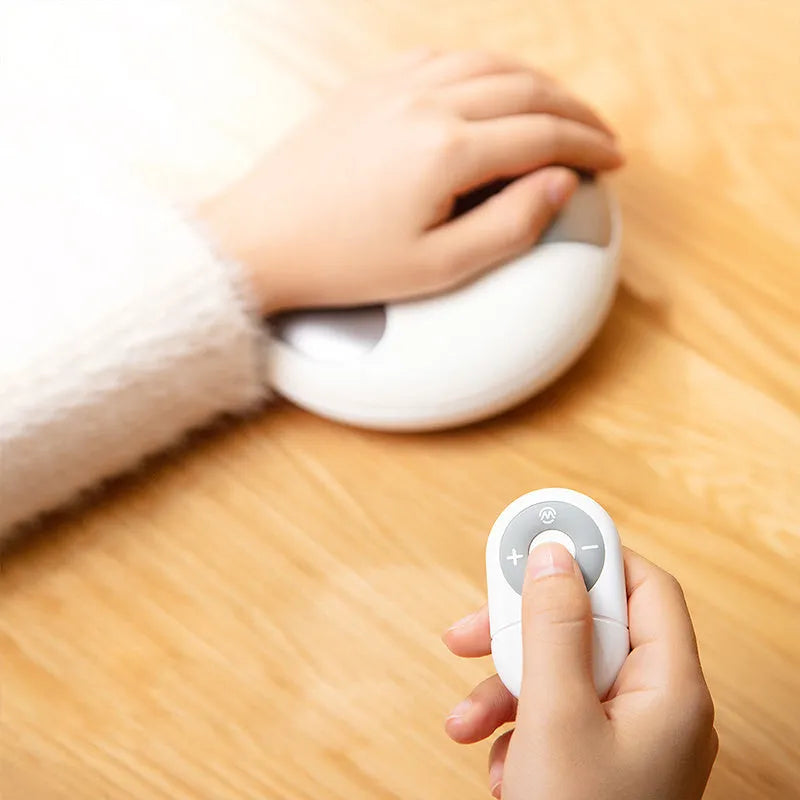 White smart electric hand massager with heat and pulse for hand fatigue relief