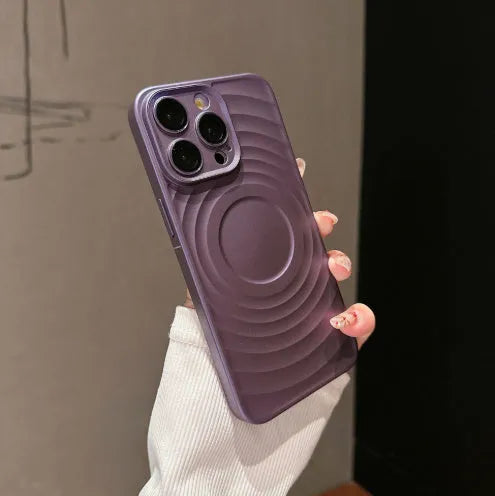 Oil injection magnetic iPhone case with PC lens glass and frosted shockproof all-inclusive cover