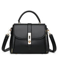Soft PU leather women's messenger bag in square vertical design with adjustable shoulder strap.