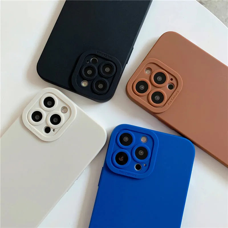 Blue TPU mobile phone case with solid colour design for iPhone 14 series models