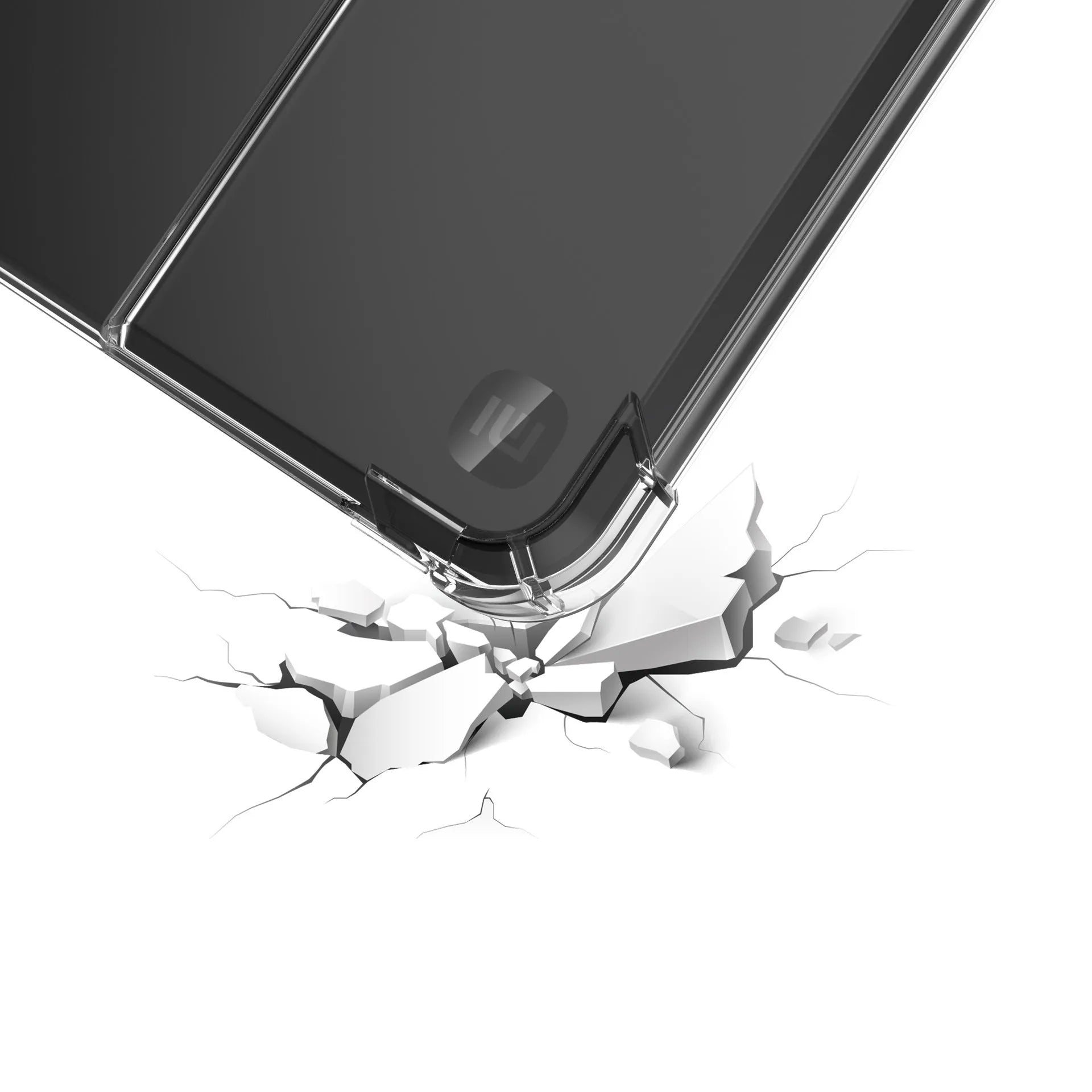 Transparent airbag protective phone case for 7-inch devices showing shockproof TPU construction