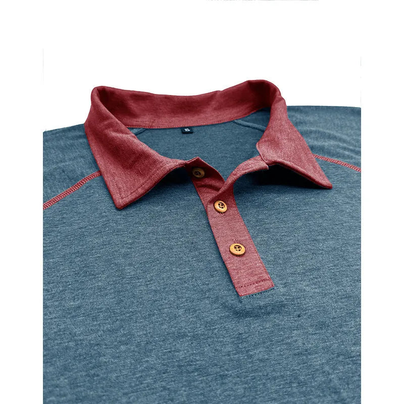 Men's short-sleeved lapel POLO bottoming shirt in polyester fibre, available in multiple colours including khaki and black