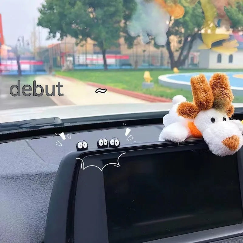 Black resin coal briquette car dashboard ornament with traceless mounting tape