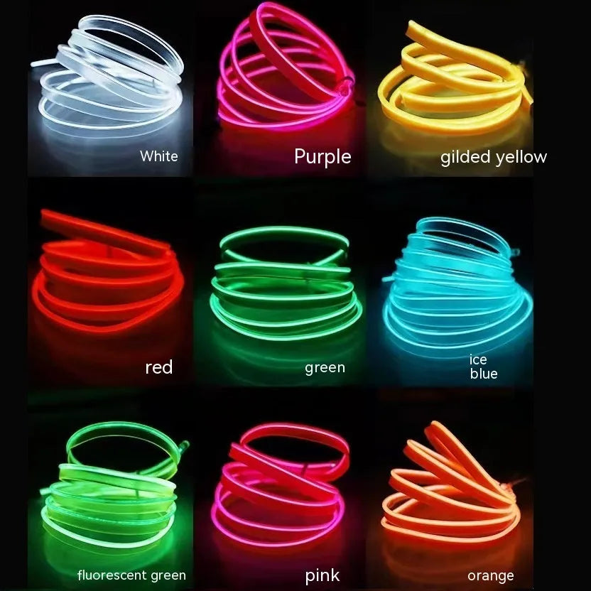 6-metre long USB-powered LED light strip for car interior ambient lighting in various colour options.