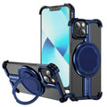 Titanium alloy bone sensing bracket frameless phone case for iPhone 17 series in black, sapphire blue, orange, and grey.