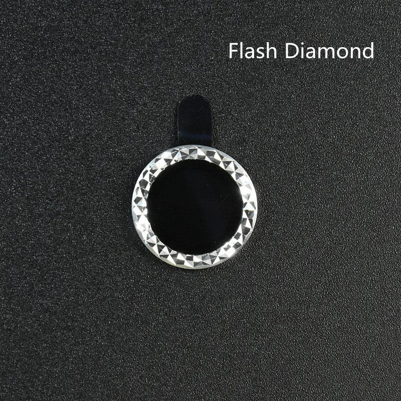 Aluminum alloy camera protection ring and diamond lens film for iPhone 12 in gold colour.