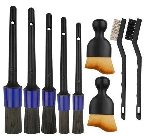 Round disc car cleaning brush set with 0.3mm PP bristles and plastic handles for interior dust removal